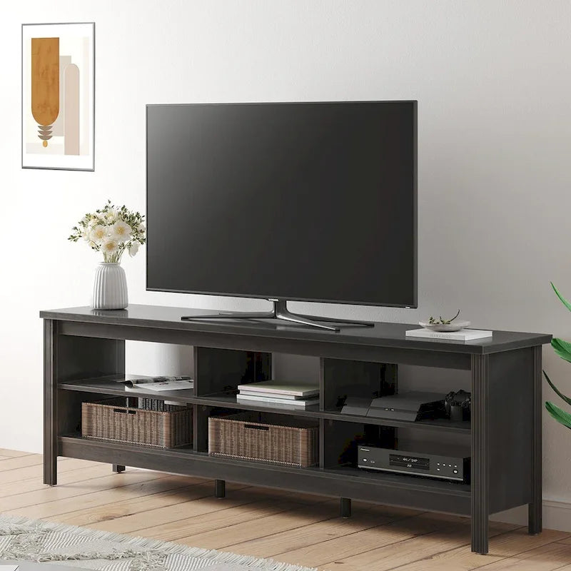 Meuble TV pour Télévision 75 Pouces, Meuble TV en Bois avec Rangement, 70