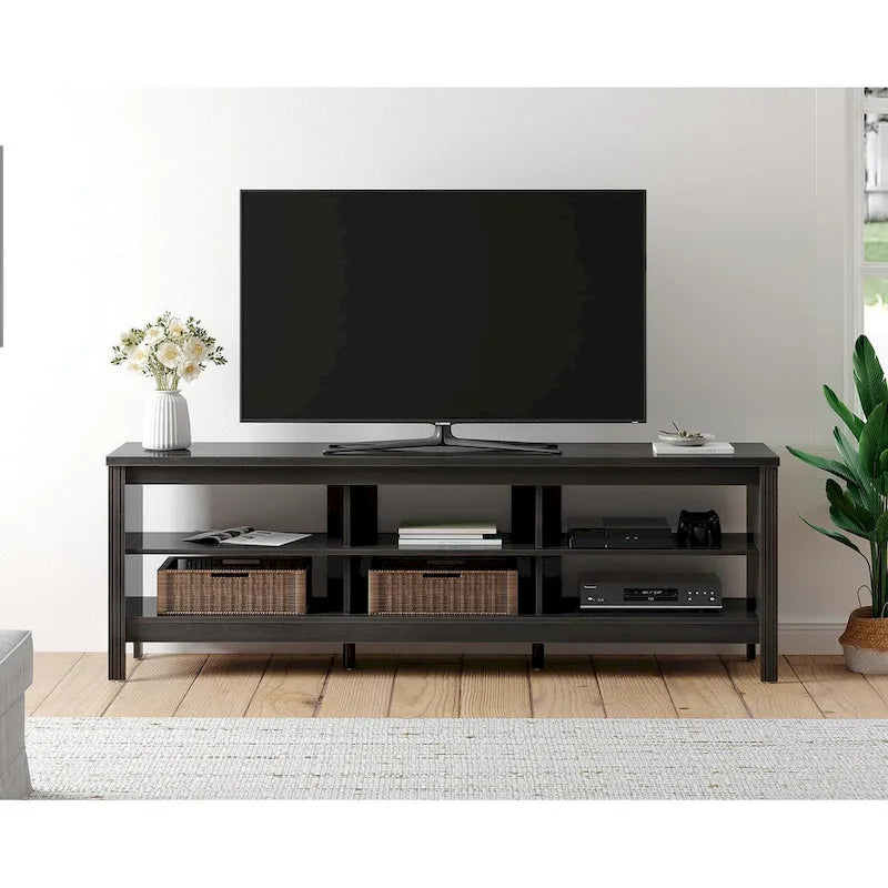 Meuble TV pour Télévision 75 Pouces, Meuble TV en Bois avec Rangement, 70