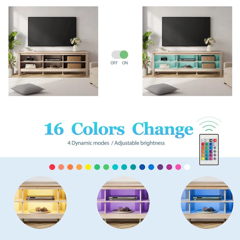 Meuble TV pour Télévision 75 Pouces, Meuble TV en Bois avec Rangement, 70