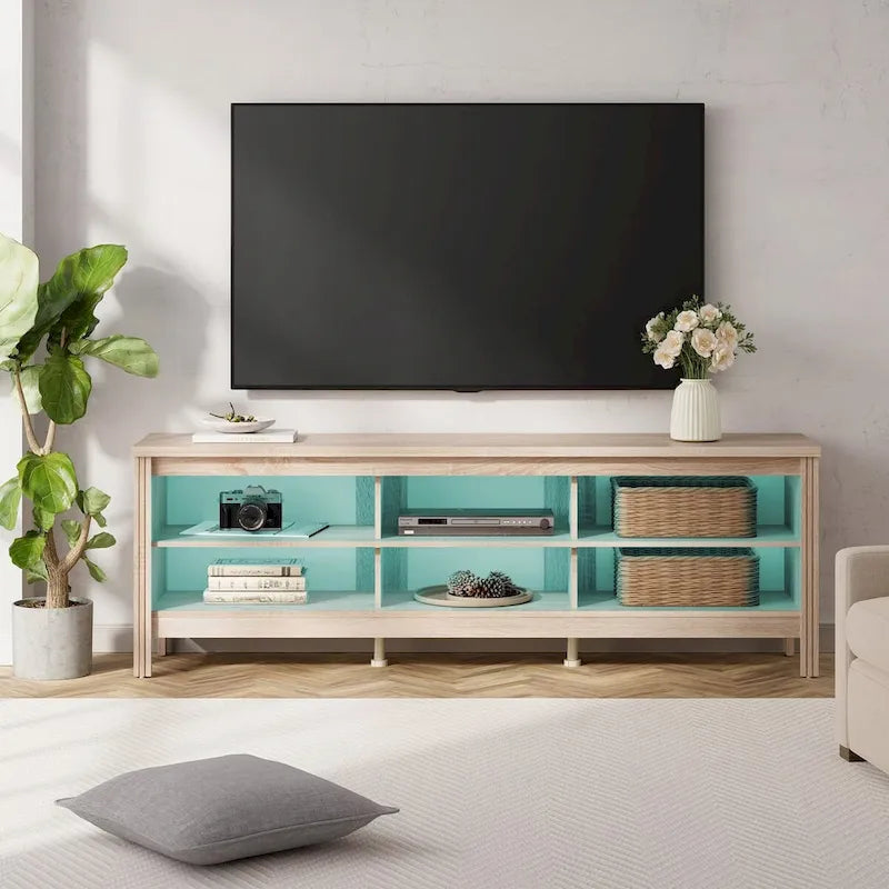 Meuble TV pour Télévision 75 Pouces, Meuble TV en Bois avec Rangement, 70