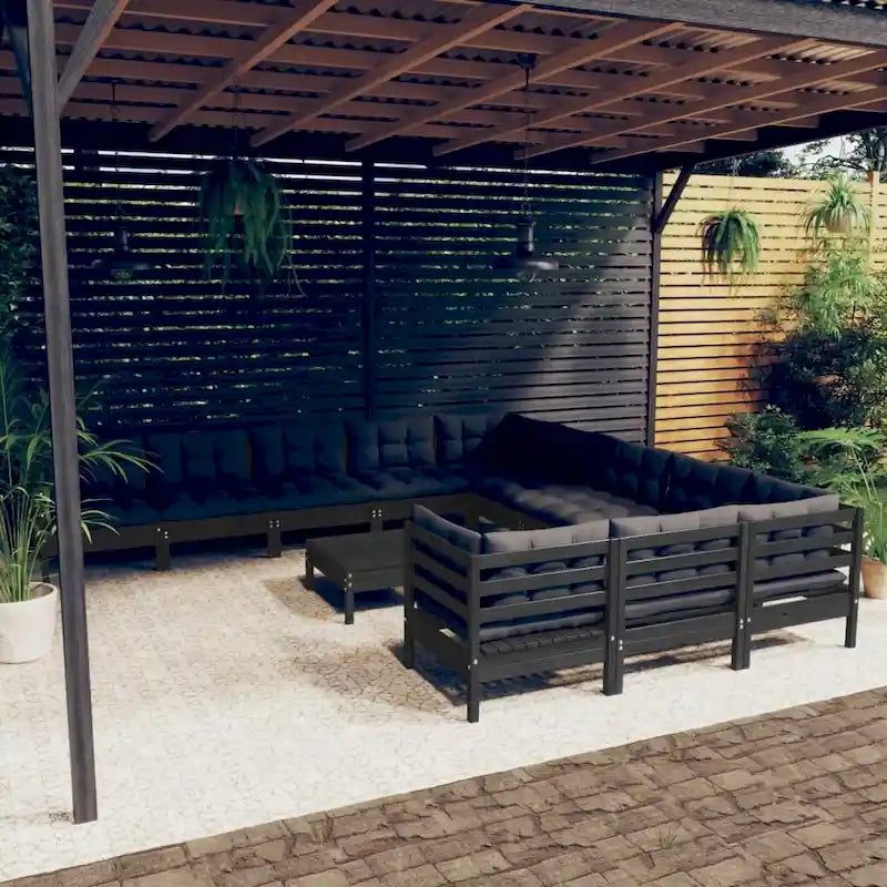 vidaXL Salon de jardin 11 pcs avec coussins en pin massif multicolore