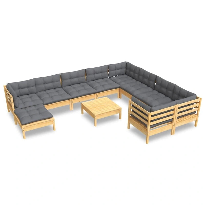 vidaXL Salon de jardin 11 pcs avec coussins en pin massif multicolore