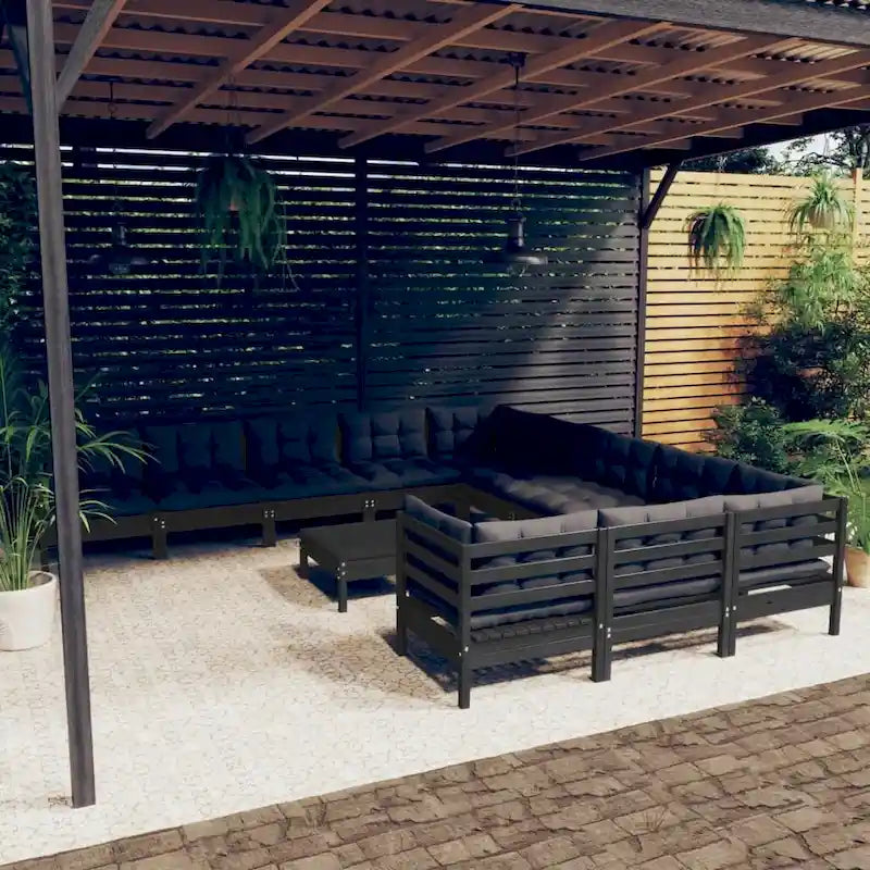 vidaXL Salon de jardin 11 pcs avec coussins en pin massif multicolore