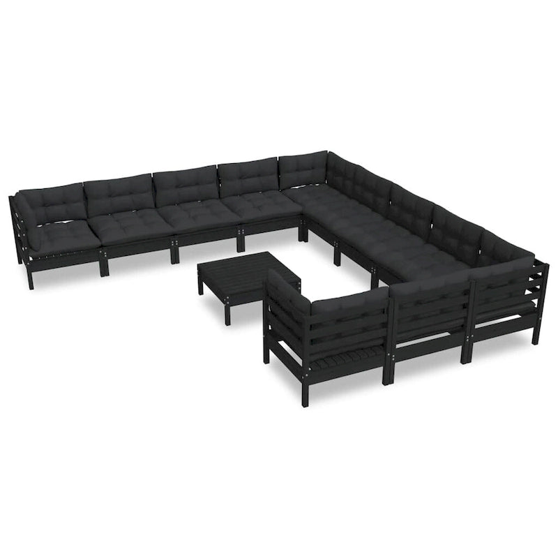 vidaXL Salon de jardin 11 pcs avec coussins en pin massif multicolore