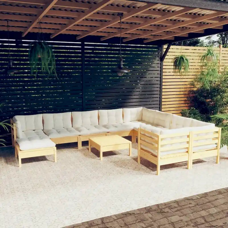 vidaXL Salon de jardin 11 pcs avec coussins en pin massif multicolore