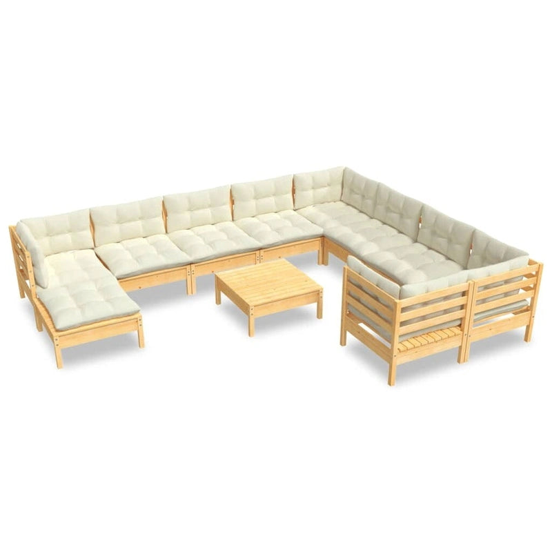 vidaXL Salon de jardin 11 pcs avec coussins en pin massif multicolore