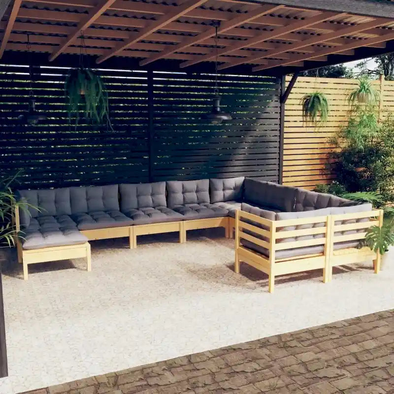 vidaXL Salon de jardin 11 pcs avec coussins en pin massif multicolore