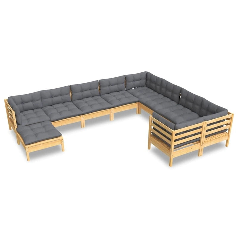 vidaXL Salon de jardin 11 pcs avec coussins en pin massif multicolore