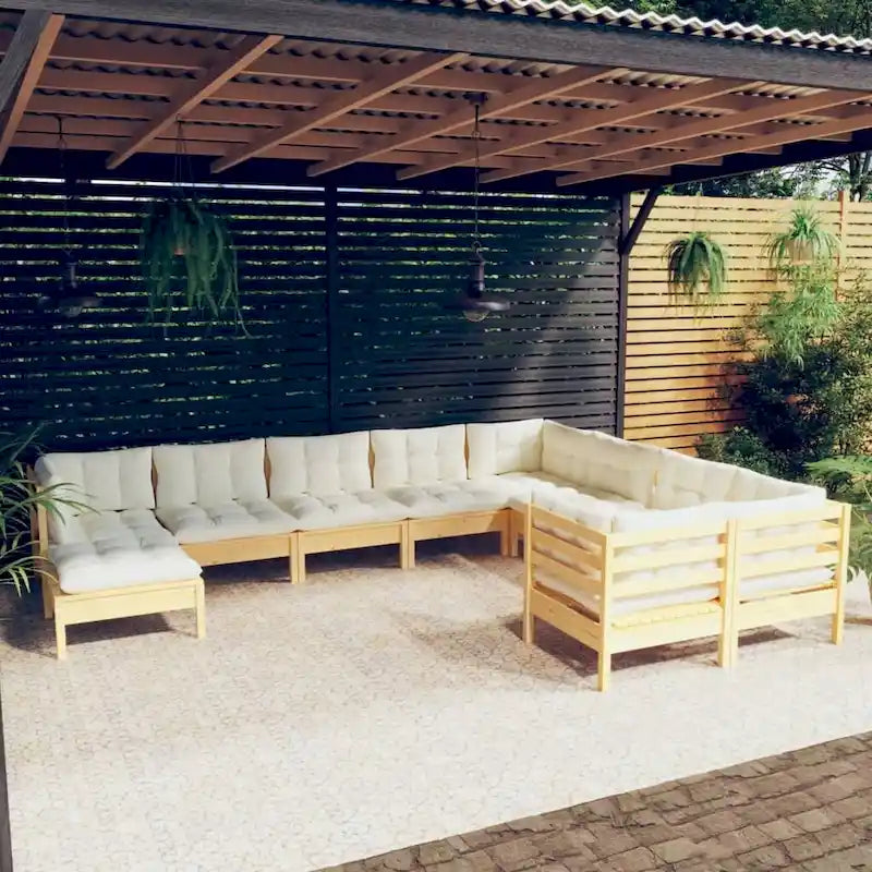 vidaXL Salon de jardin 11 pcs avec coussins en pin massif multicolore