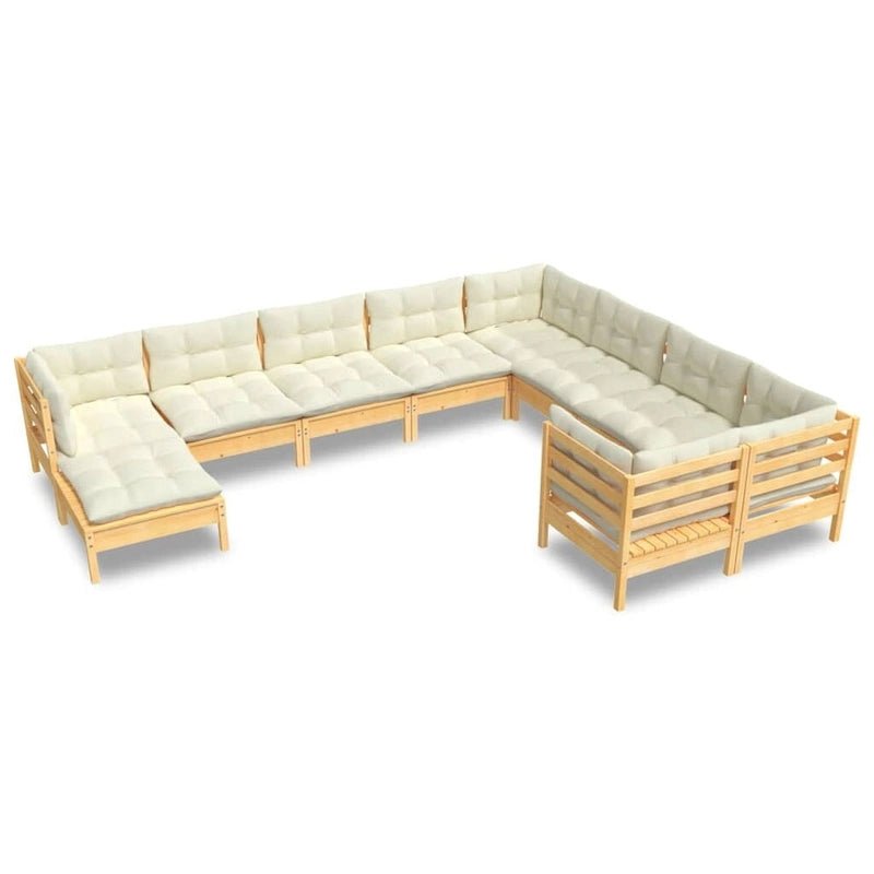 vidaXL Salon de jardin 11 pcs avec coussins en pin massif multicolore