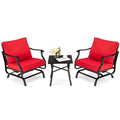 3 Piece Patio Rocking Chair Set with Coffee Table-Red - 27 x 30 x 32(L x W x H)