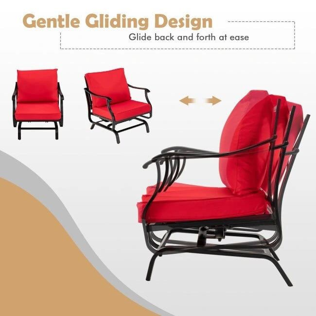 Ensemble de 3 fauteuils à bascule de patio avec table basse - Rouge - 27 x 30 x 32 (L x l x H)