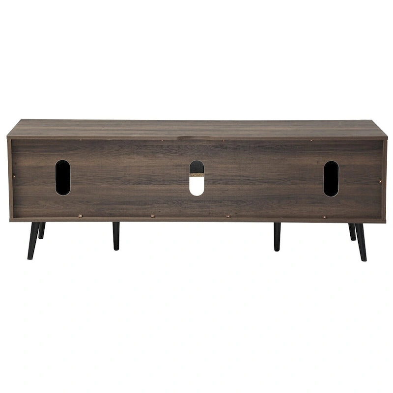 Meuble TV WAMPAT Mid Century Modern 61,6 pouces Noir et Gris