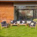 Ensemble de mobilier de patio Costway 8 pièces en bois d'acacia avec coussin épais pour causeuse - Voir détails
