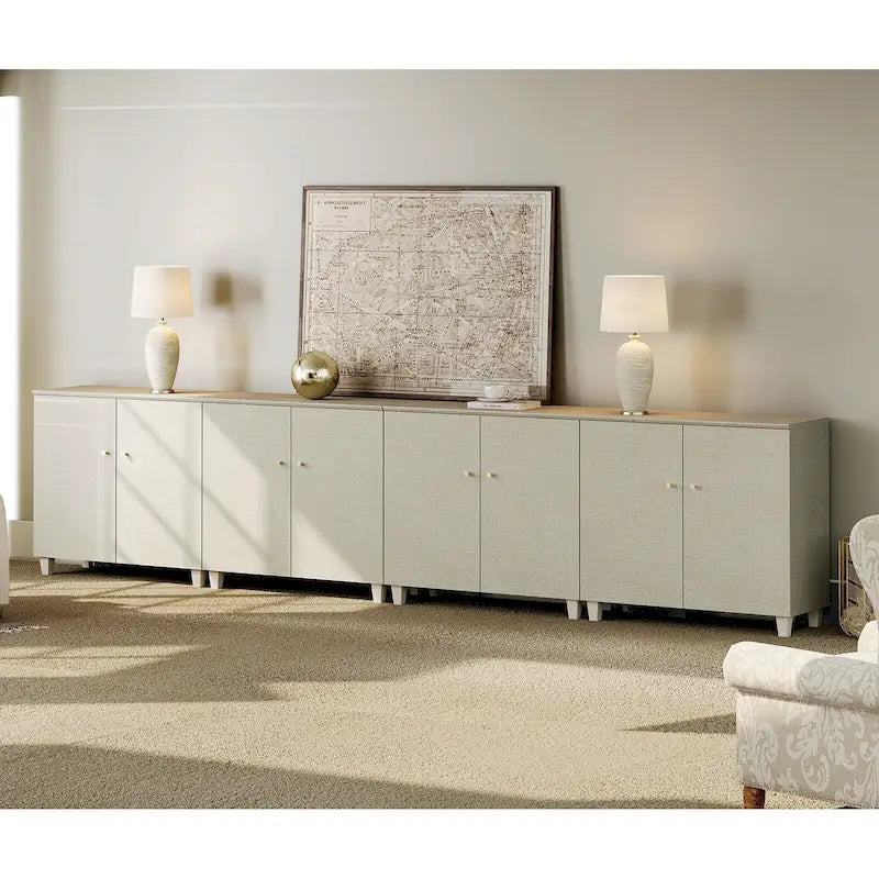 WAMPAT Modern TV Stand, Tall Entertainment Center with Doors
