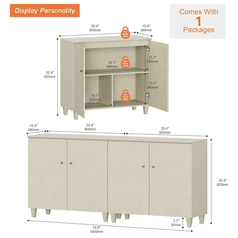 WAMPAT Modern TV Stand, Tall Entertainment Center with Doors