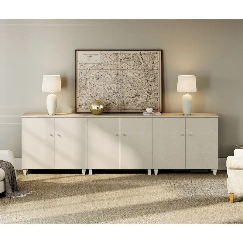 WAMPAT Modern TV Stand, Tall Entertainment Center with Doors