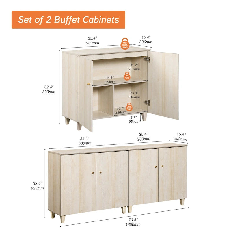 WAMPAT Modern TV Stand, Tall Entertainment Center with Doors