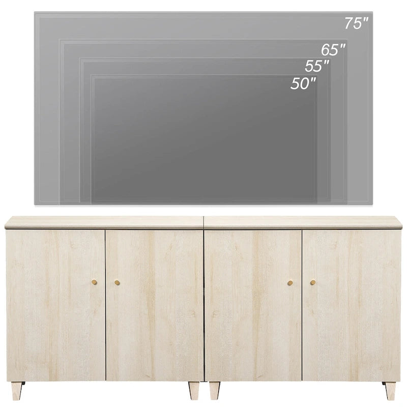 WAMPAT Modern TV Stand, Tall Entertainment Center with Doors