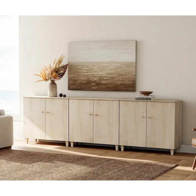 WAMPAT Modern TV Stand, Tall Entertainment Center with Doors