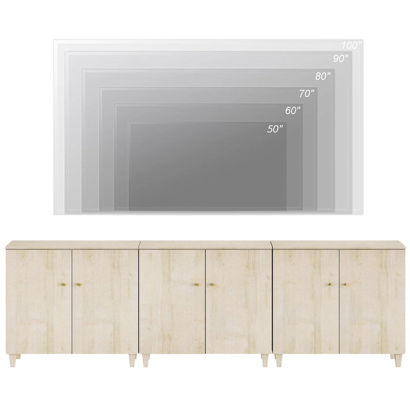 WAMPAT Modern TV Stand, Tall Entertainment Center with Doors