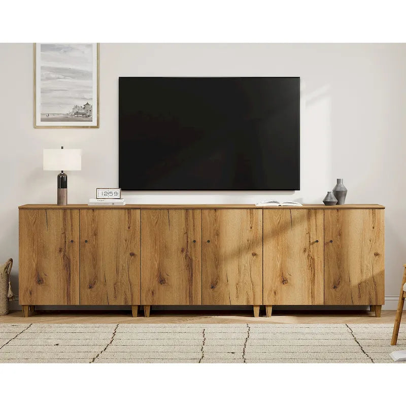 WAMPAT Modern TV Stand, Tall Entertainment Center with Doors