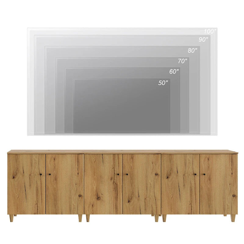 WAMPAT Modern TV Stand, Tall Entertainment Center with Doors