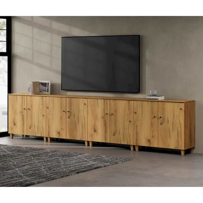 WAMPAT Modern TV Stand, Tall Entertainment Center with Doors