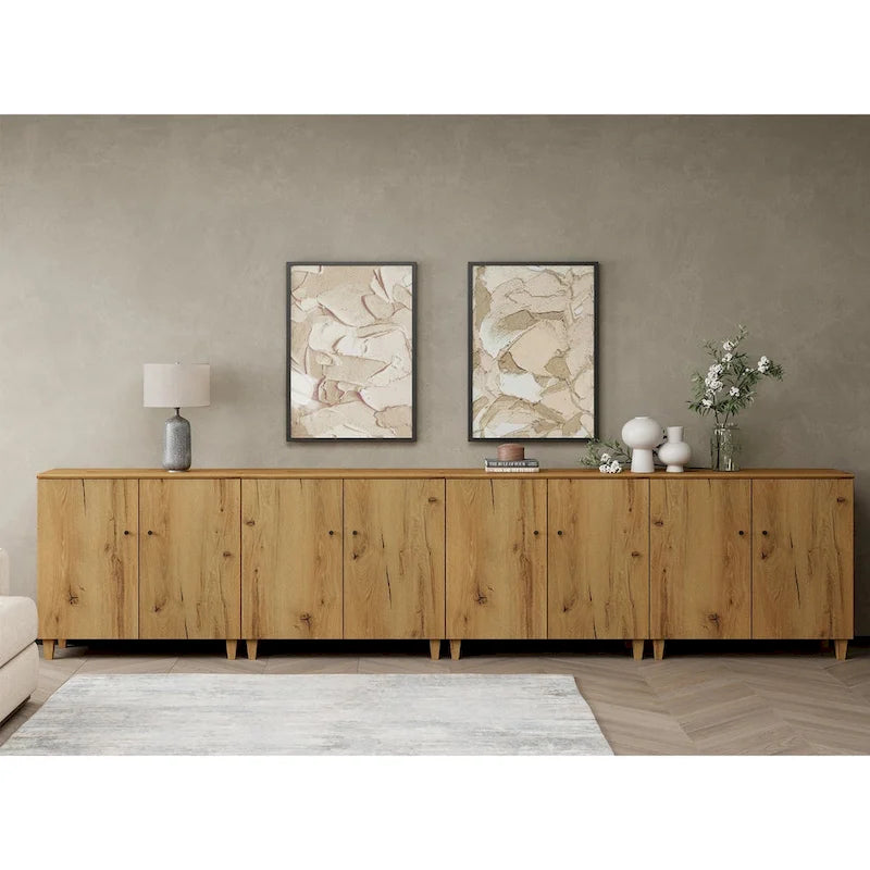 WAMPAT Modern TV Stand, Tall Entertainment Center with Doors