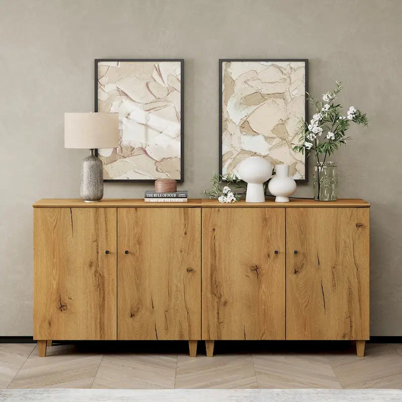 WAMPAT Modern TV Stand, Tall Entertainment Center with Doors