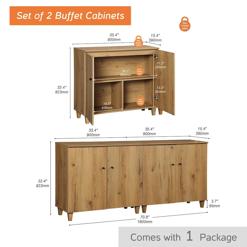 WAMPAT Modern TV Stand, Tall Entertainment Center with Doors