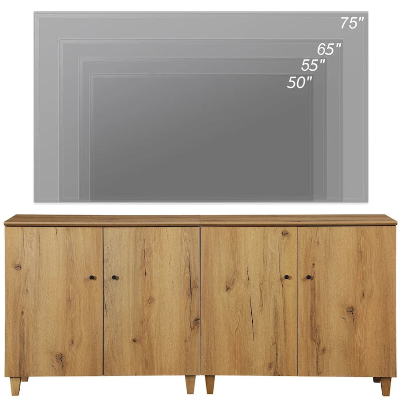 WAMPAT Modern TV Stand, Tall Entertainment Center with Doors