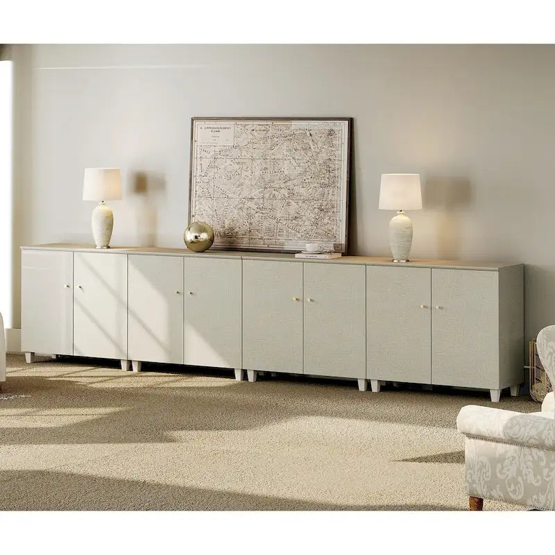WAMPAT Modern TV Stand, Tall Entertainment Center with Doors