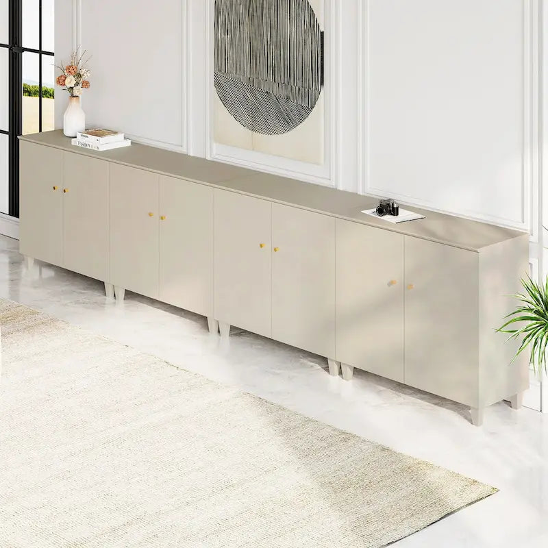 WAMPAT Modern TV Stand, Tall Entertainment Center with Doors