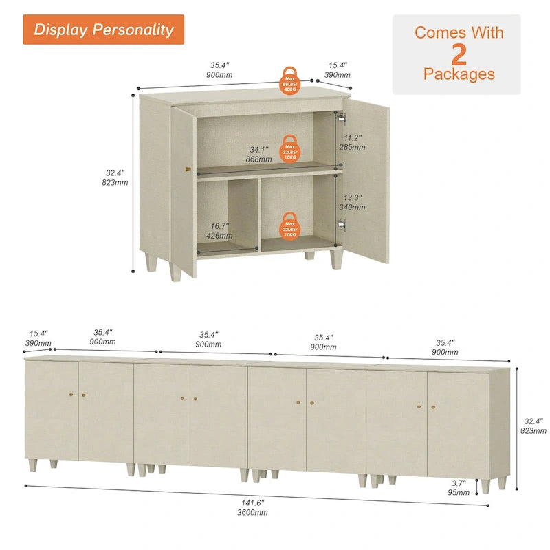 WAMPAT Modern TV Stand, Tall Entertainment Center with Doors