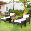 Ensemble de meubles de patio 5 pièces en rotin Costway Table en bois d'acacia avec accoudoirs - 20x 20x 20