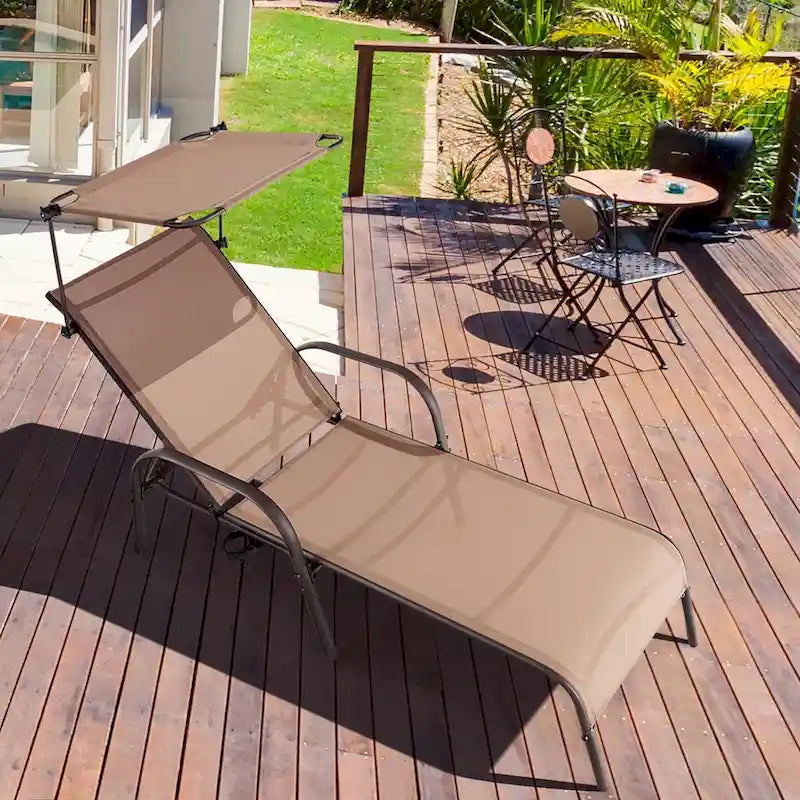 Costway Chaise Longue de Patio Robuste 5 Niveaux Réglable Extérieur - Voir Détails