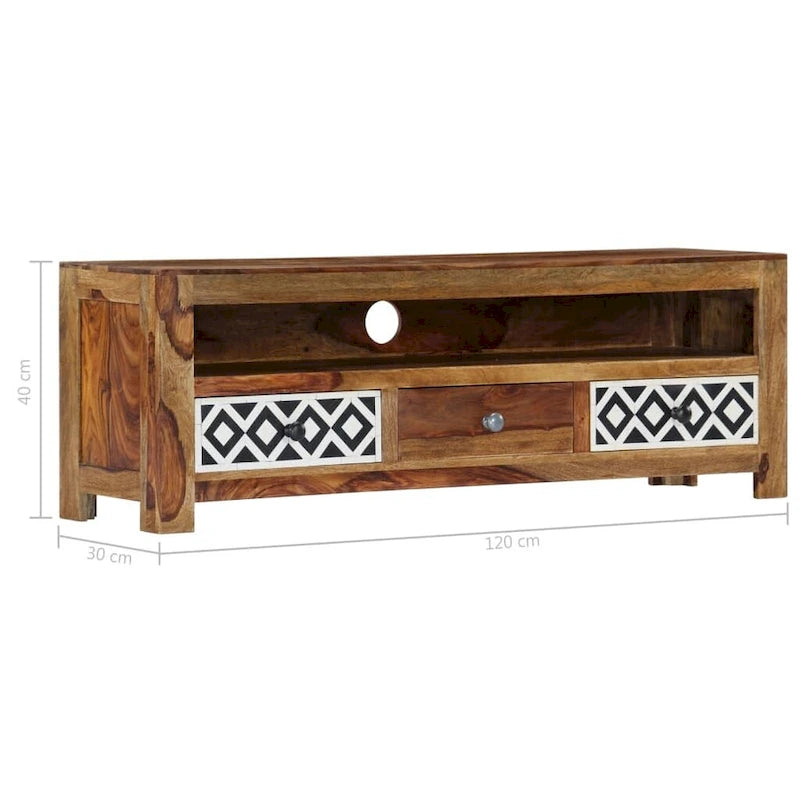 Meuble TV vidaXL 120x30x40 cm Bois de Sesham Massif