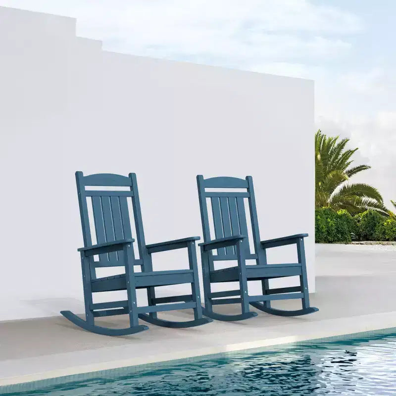 Chaise Adirondack à bascule Hyleory en PEHD, chaise d'extérieur extra large pour toutes les saisons