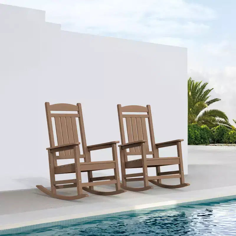Chaise Adirondack à bascule Hyleory en PEHD, chaise d'extérieur extra large pour toutes les saisons