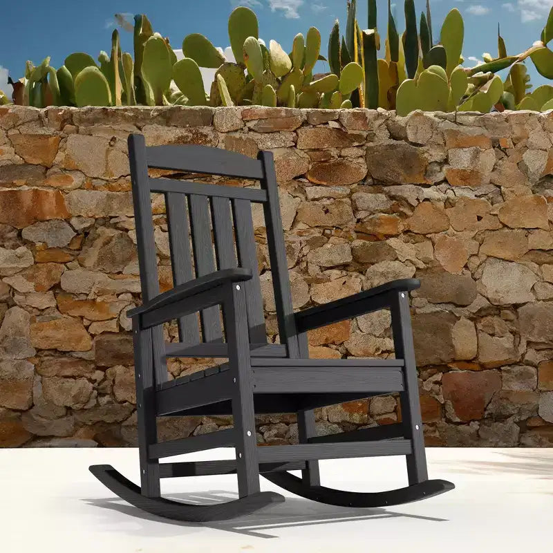 Chaise Adirondack à bascule Hyleory en PEHD, chaise d'extérieur extra large pour toutes les saisons