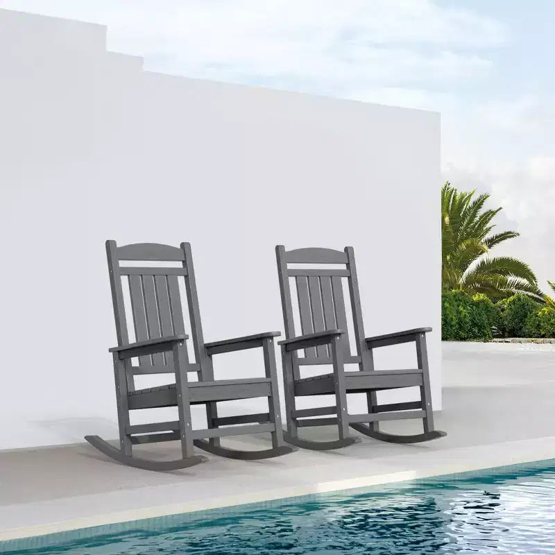 Chaise Adirondack à bascule Hyleory en PEHD, chaise d'extérieur extra large pour toutes les saisons