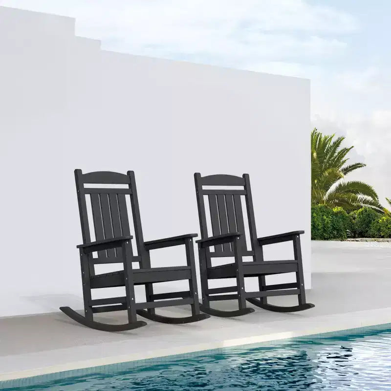 Chaise Adirondack à bascule Hyleory en PEHD, chaise d'extérieur extra large pour toutes les saisons