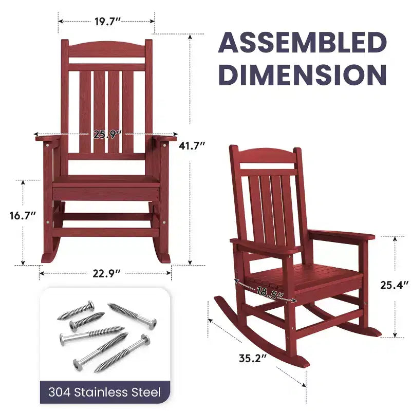 Chaise Adirondack à bascule Hyleory en PEHD, chaise d'extérieur extra large pour toutes les saisons