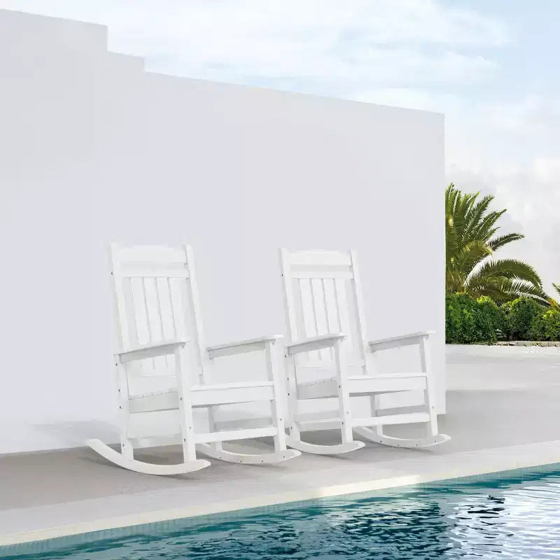 Chaise Adirondack à bascule Hyleory en PEHD, chaise d'extérieur extra large pour toutes les saisons