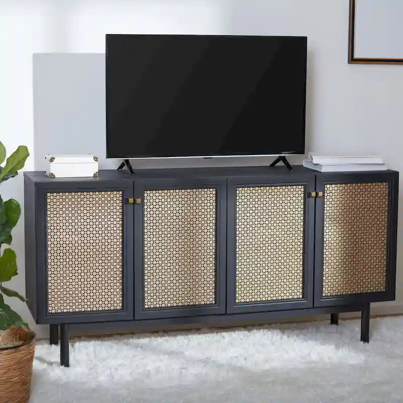 Meuble TV SAFAVIEH Micaela avec rangement, 4 portes, 160,3 cm – 160,3 cm (L) x 41,4 cm (P) x 80,5 cm (H) – 63Wx16Dx32H