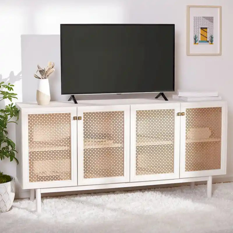 Meuble TV SAFAVIEH Micaela avec rangement, 4 portes, 160,3 cm – 160,3 cm (L) x 41,4 cm (P) x 80,5 cm (H) – 63Wx16Dx32H
