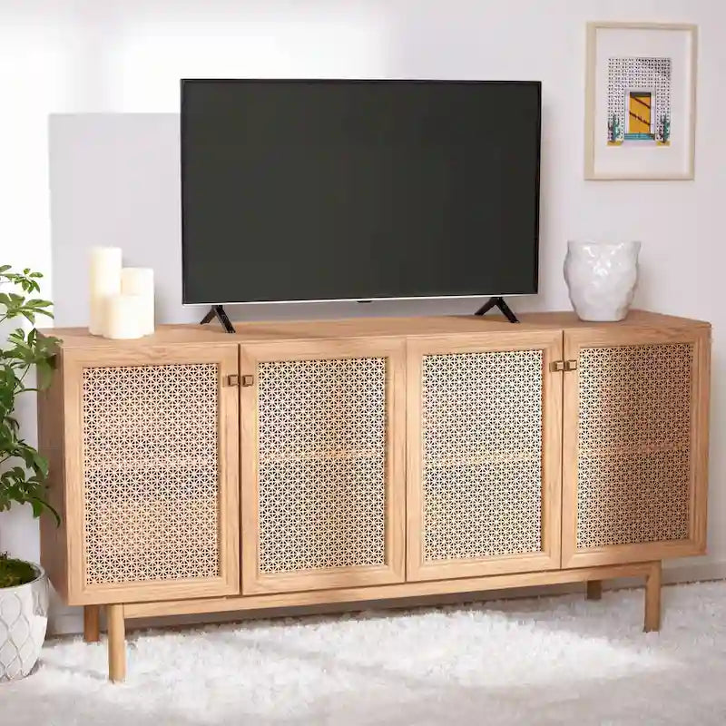 Meuble TV SAFAVIEH Micaela avec rangement, 4 portes, 160,3 cm – 160,3 cm (L) x 41,4 cm (P) x 80,5 cm (H) – 63Wx16Dx32H