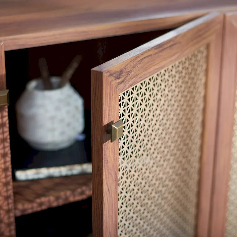 Meuble TV SAFAVIEH Micaela avec rangement, 4 portes, 160,3 cm – 160,3 cm (L) x 41,4 cm (P) x 80,5 cm (H) – 63Wx16Dx32H