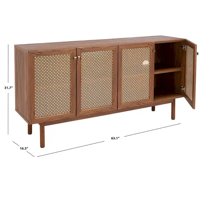 Meuble TV SAFAVIEH Micaela avec rangement, 4 portes, 160,3 cm – 160,3 cm (L) x 41,4 cm (P) x 80,5 cm (H) – 63Wx16Dx32H